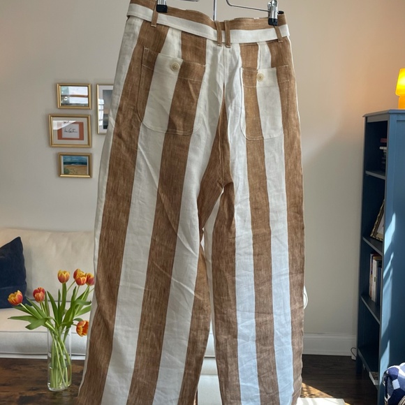 Tie-waist linen pant in stripe - Picture 2 of 4